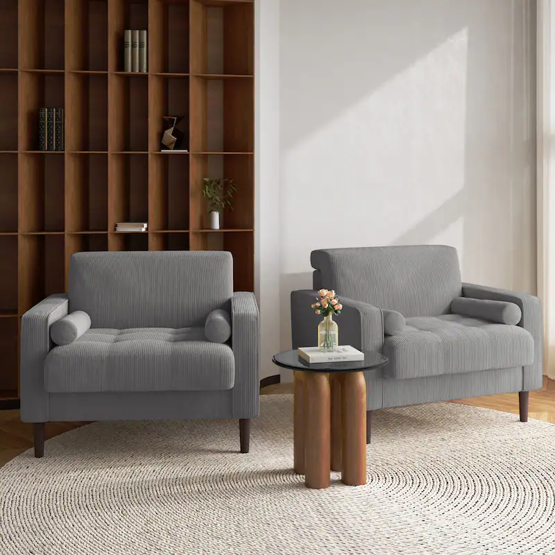 2 pcs modern wide armchair corduroy accent chairs beige 2 pcs modern wide armchair corduroy accent chairs beige