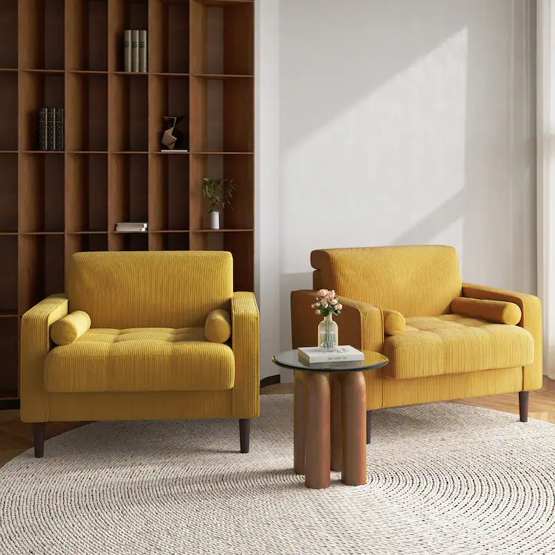 2 pcs modern wide armchair corduroy accent chairs beige 2 pcs modern wide armchair corduroy accent chairs beige