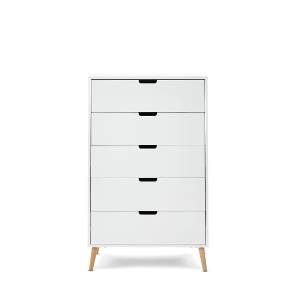 rukn obaby maya tall 5 drawer chest, white rukn obaby maya tall 5 drawer chest, white