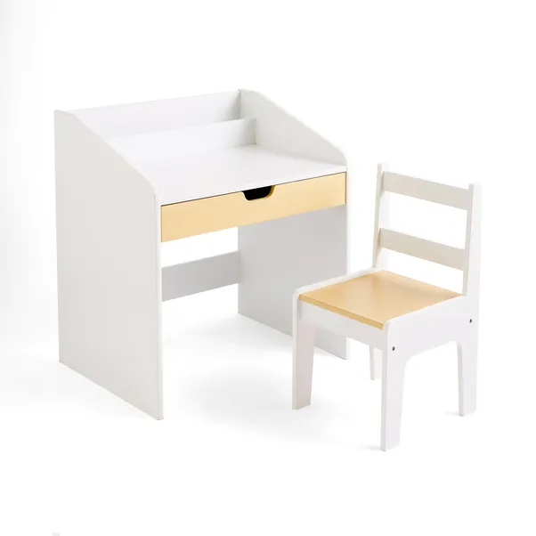 rukn kids quinn desk with chair, white natural rukn kids quinn desk with chair, white natural