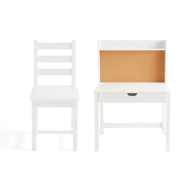 rukn kids finley desk corkboard and chair, white rukn kids finley desk corkboard and chair, white