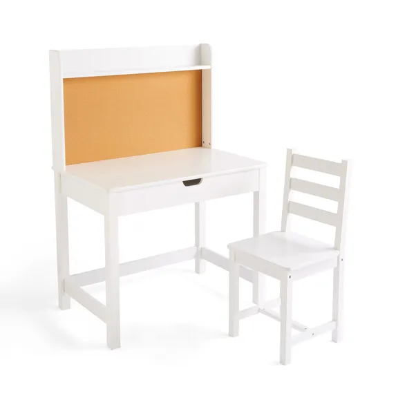 rukn kids finley desk corkboard and chair, white rukn kids finley desk corkboard and chair, white