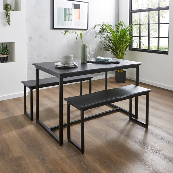 rukn 4 seater wave edge dining table and bench set rukn 4 seater wave edge dining table and bench set