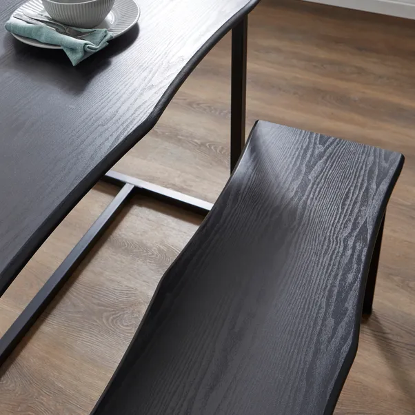 rukn 4 seater wave edge dining table and bench set rukn 4 seater wave edge dining table and bench set