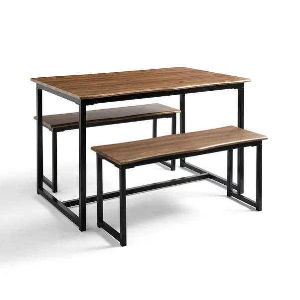 rukn 4 seater wave edge dining table and bench set rukn 4 seater wave edge dining table and bench set