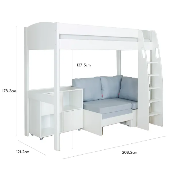 rukn stompa uno high sleeper with corner sofa and cube unit rukn stompa uno high sleeper with corner sofa and cube unit