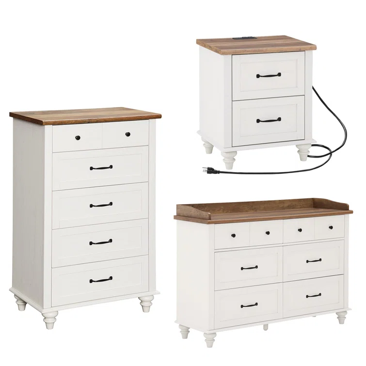 3 piece set: 2 dressers & nightstand 3 piece set: 2 dressers & nightstand