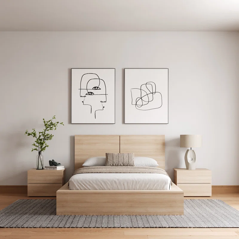 3 piece bedroom set: bed, headboard & 2 nightstand 3 piece bedroom set: bed, headboard & 2 nightstand