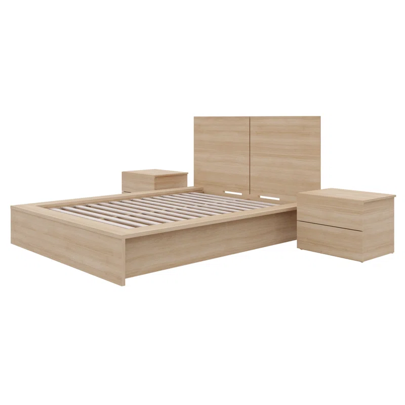 3 piece bedroom set: bed, headboard & 2 nightstand 3 piece bedroom set: bed, headboard & 2 nightstand