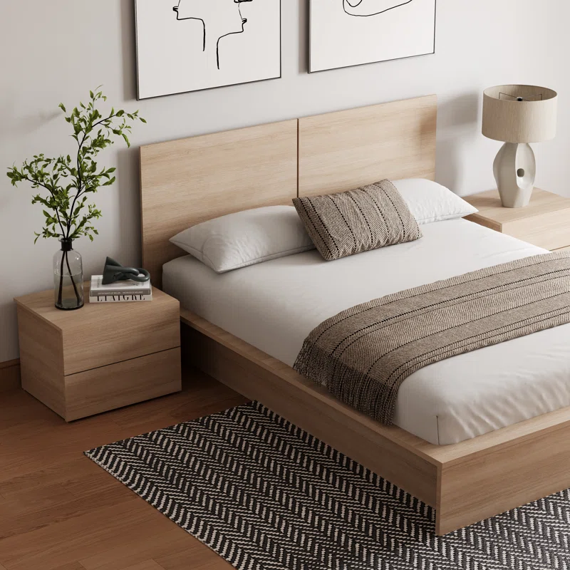 3 piece bedroom set: bed, headboard & 2 nightstand 3 piece bedroom set: bed, headboard & 2 nightstand