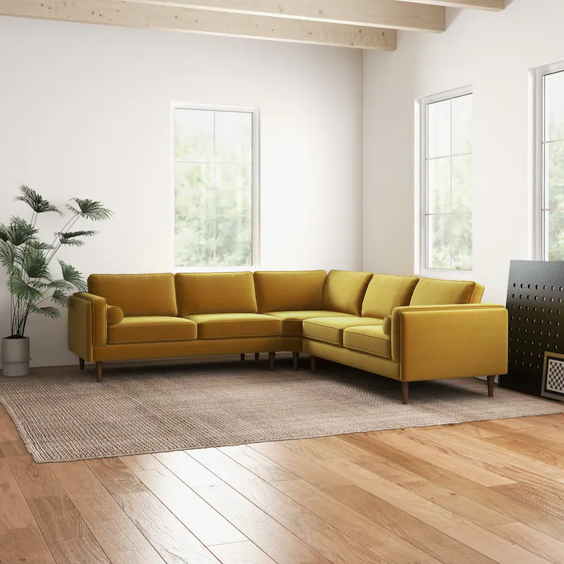 rukn mid century modern pillow back symmetrical corner sofa rukn mid century modern pillow back symmetrical corner sofa