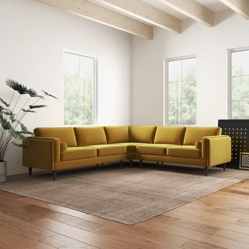 rukn mid century modern pillow back symmetrical corner sofa rukn mid century modern pillow back symmetrical corner sofa