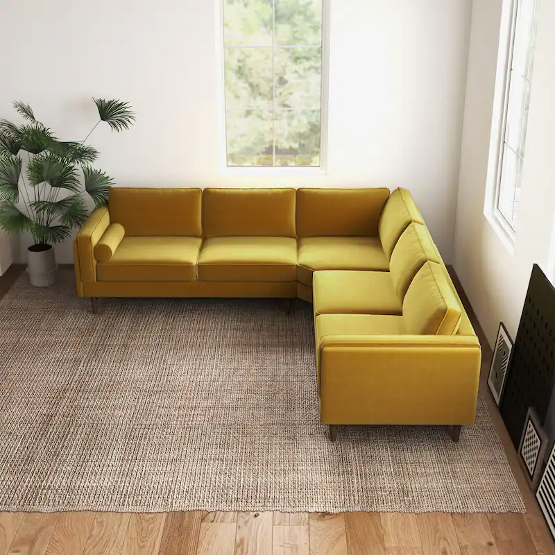 rukn mid century modern pillow back symmetrical corner sofa rukn mid century modern pillow back symmetrical corner sofa