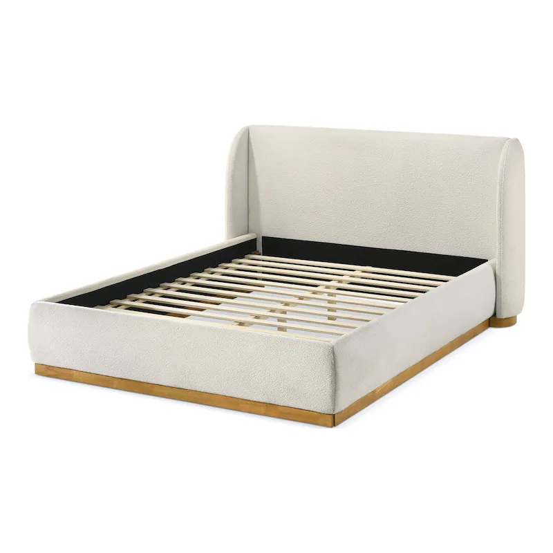 modern white boucle upholstered platform bed modern white boucle upholstered platform bed