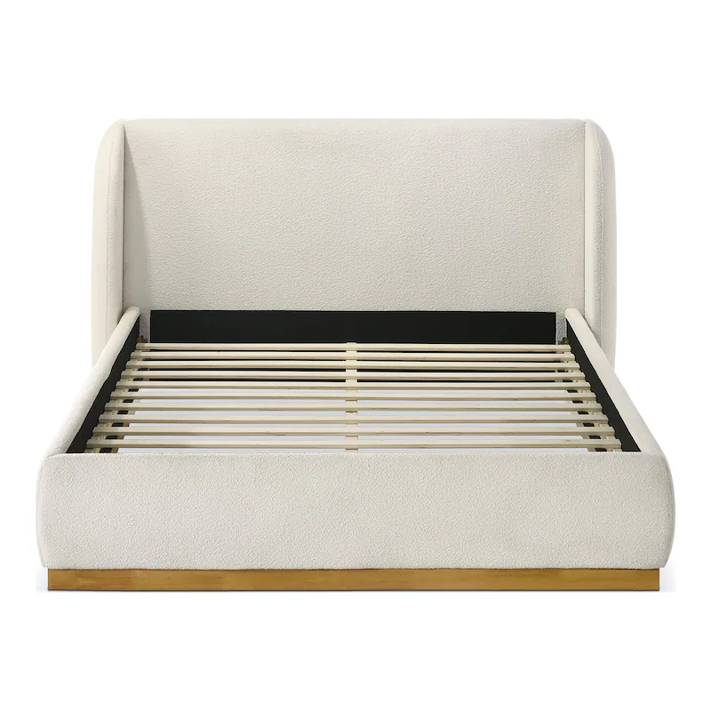 modern white boucle upholstered platform bed modern white boucle upholstered platform bed