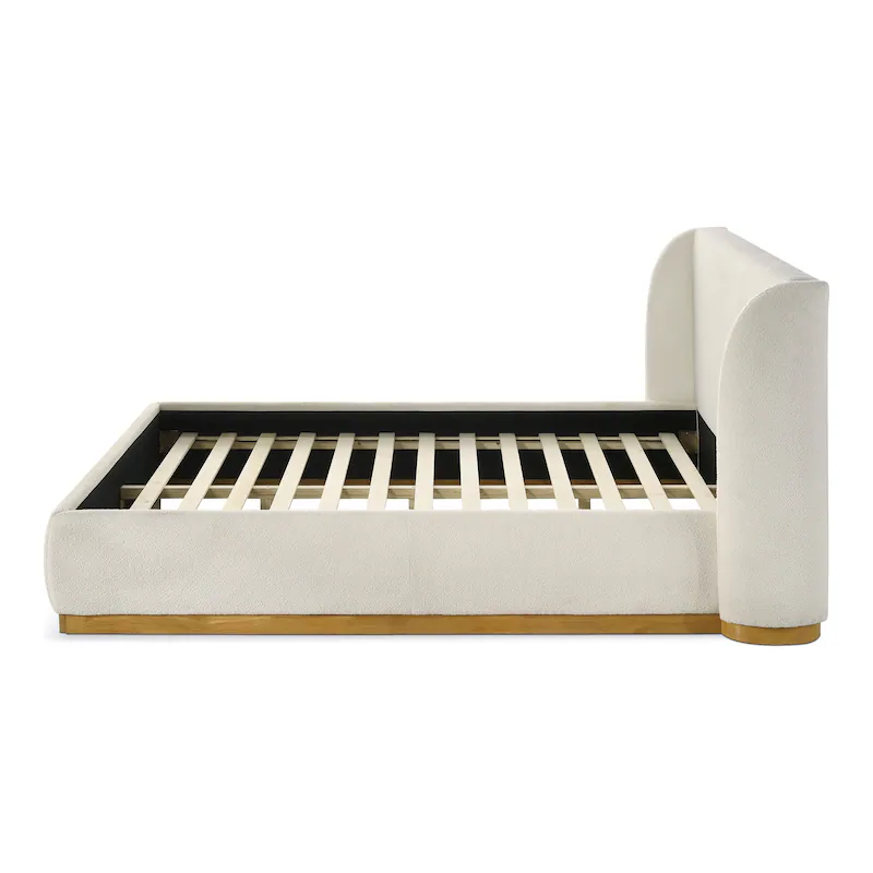 modern white boucle upholstered platform bed modern white boucle upholstered platform bed